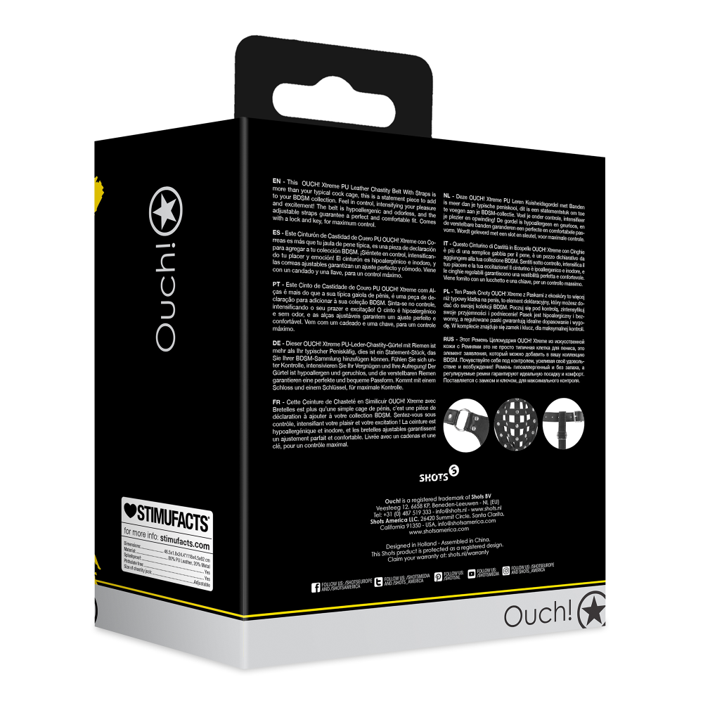 SHOTS Ouch! PU Leather Chastity Jock