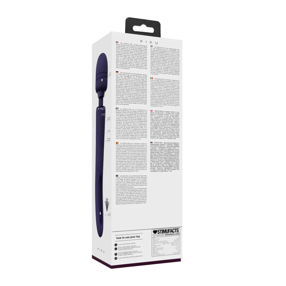 SHOTS - Kiku Double Ended Wand with Innovative G-Spot Flapping Stimulator - Purple