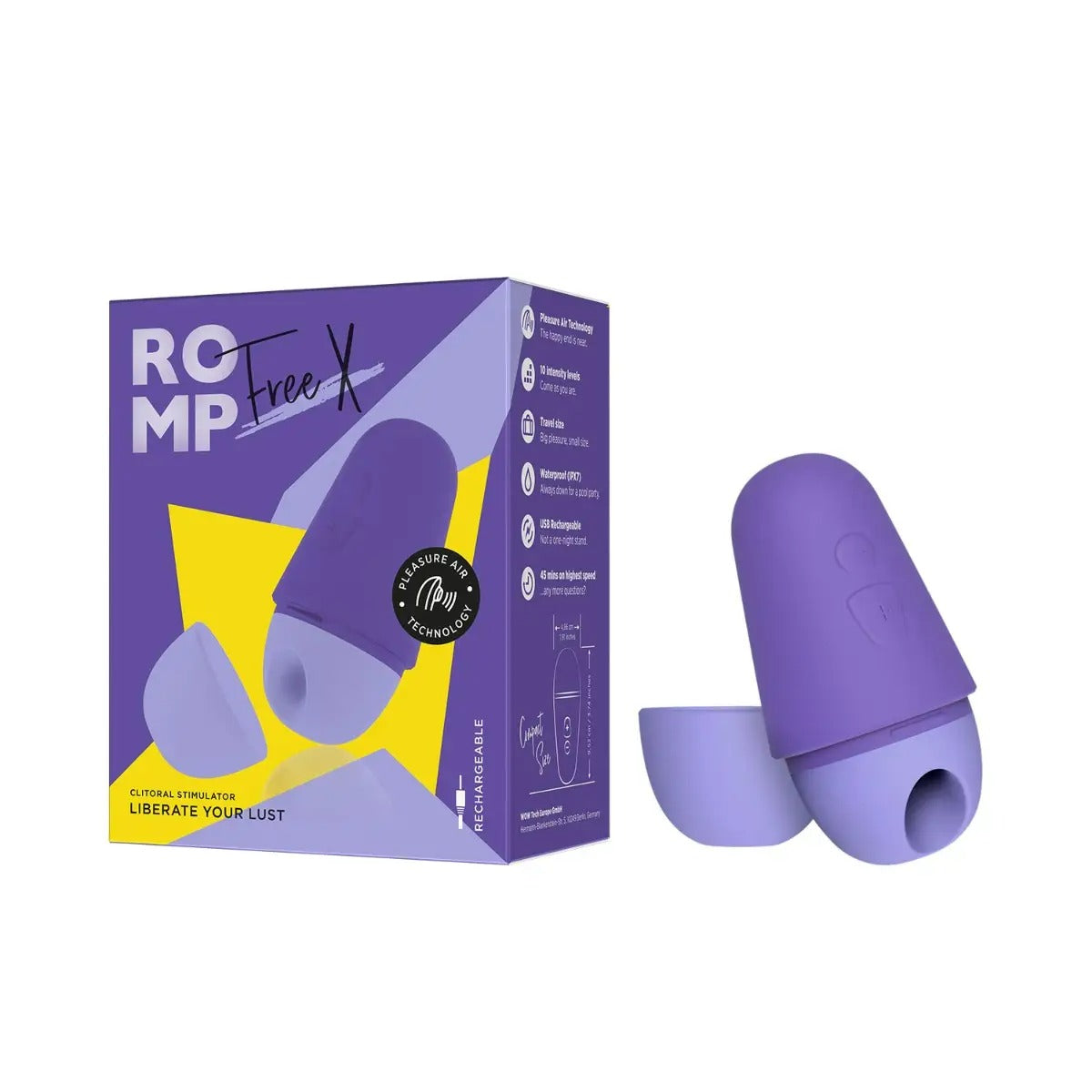 ROMP Free X clitoral stimulator with Purple Box
