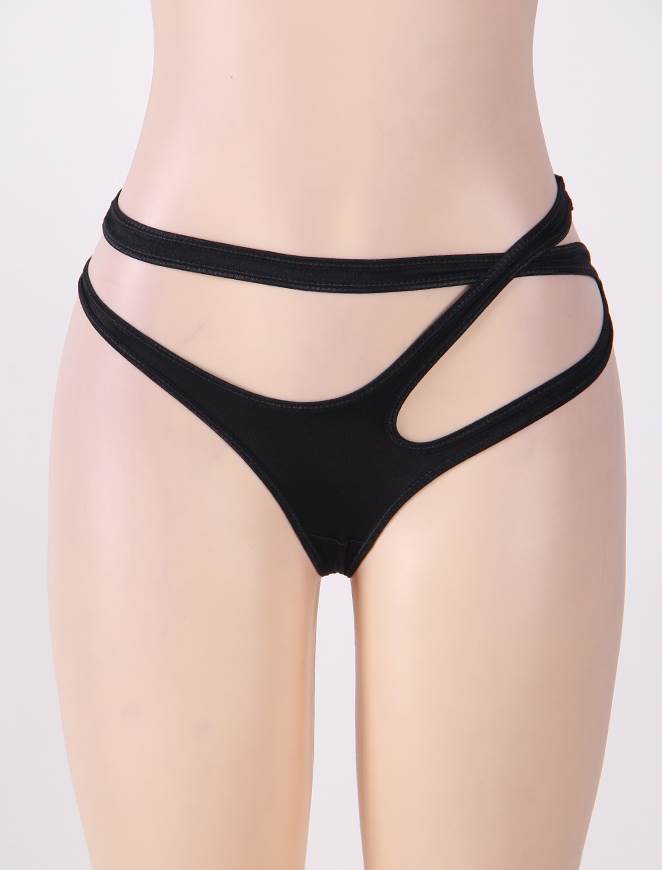 Panties - Black Open Waist Ladies Underwear