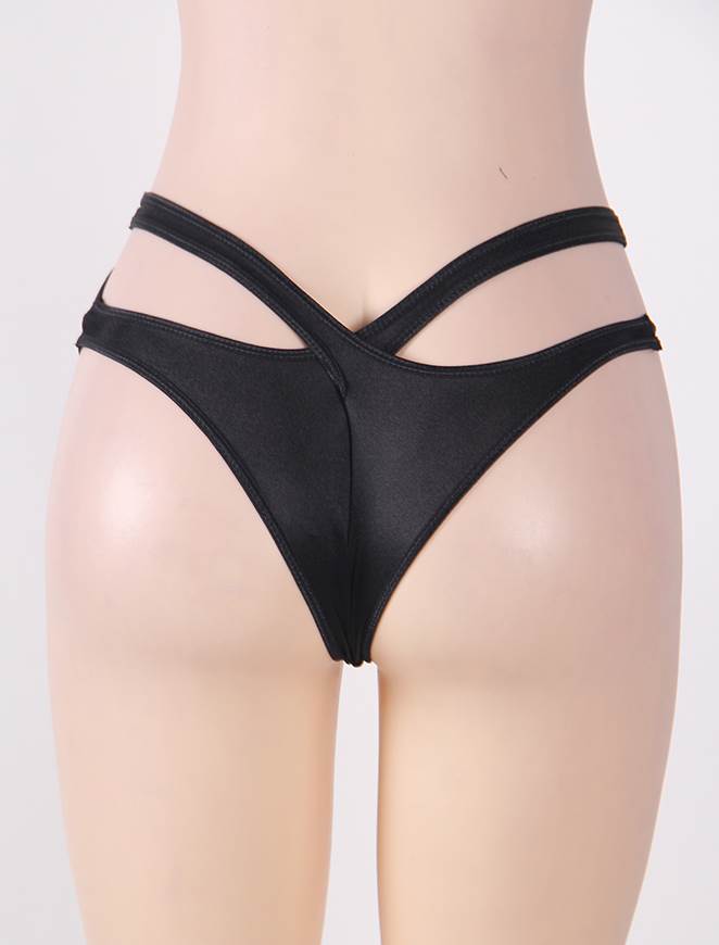 Panties - Black Open Waist Ladies Underwear