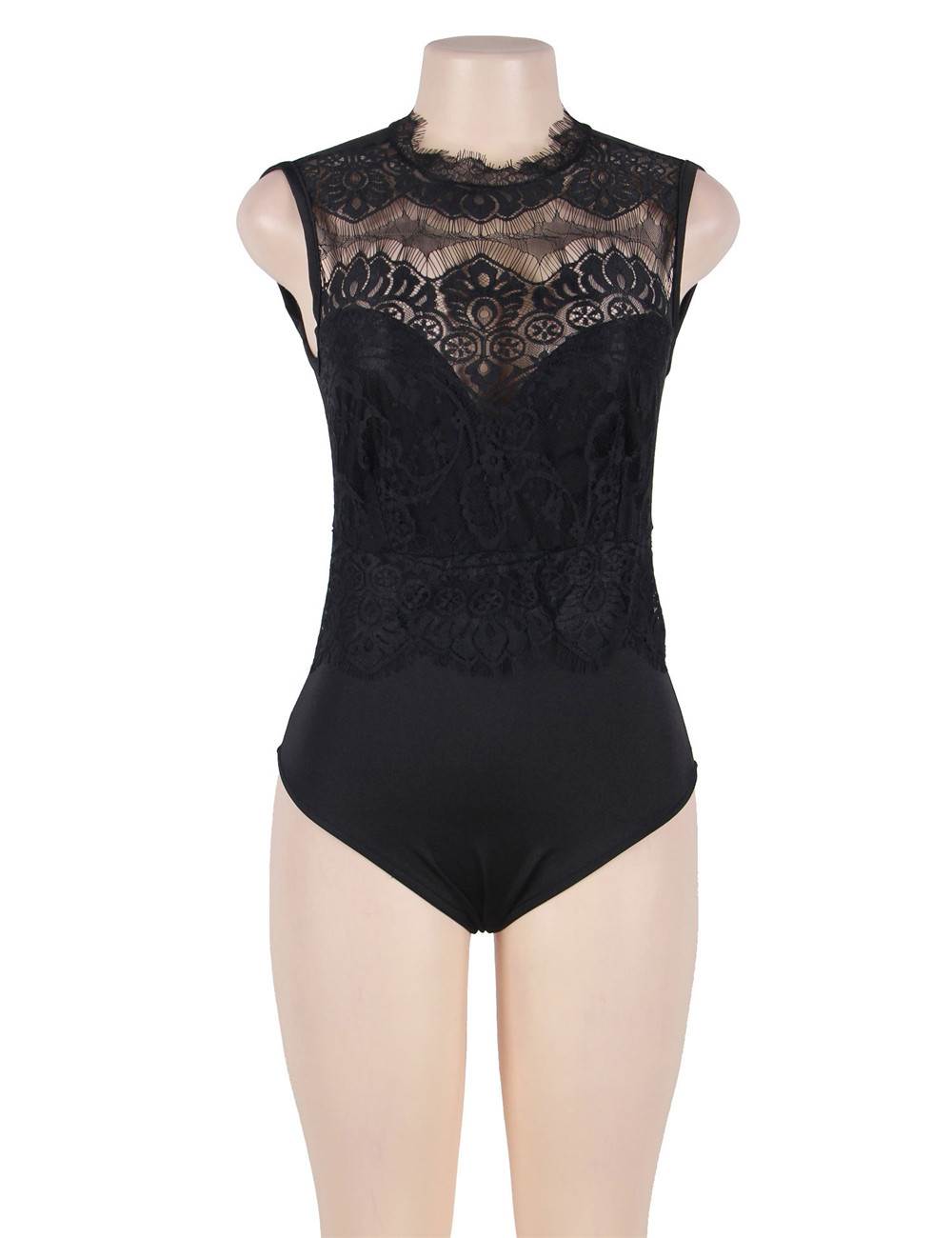 Bodysuit - 1 Pc Lace Openable Crotch Sleeveless Bodysuit