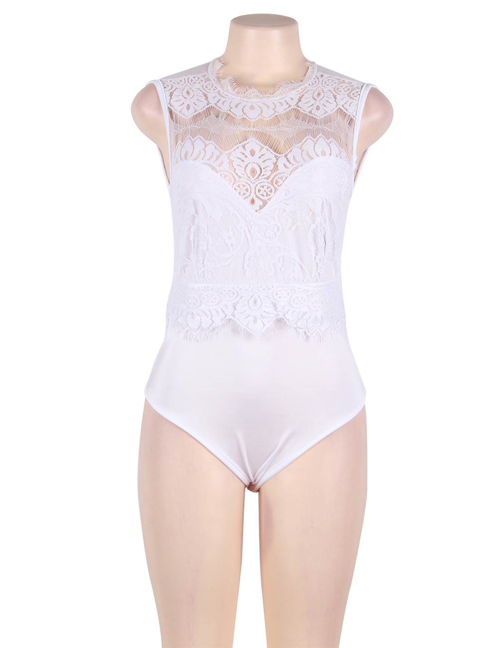 Bodysuit - 1 Pc Lace Openable Crotch Sleeveless Bodysuit