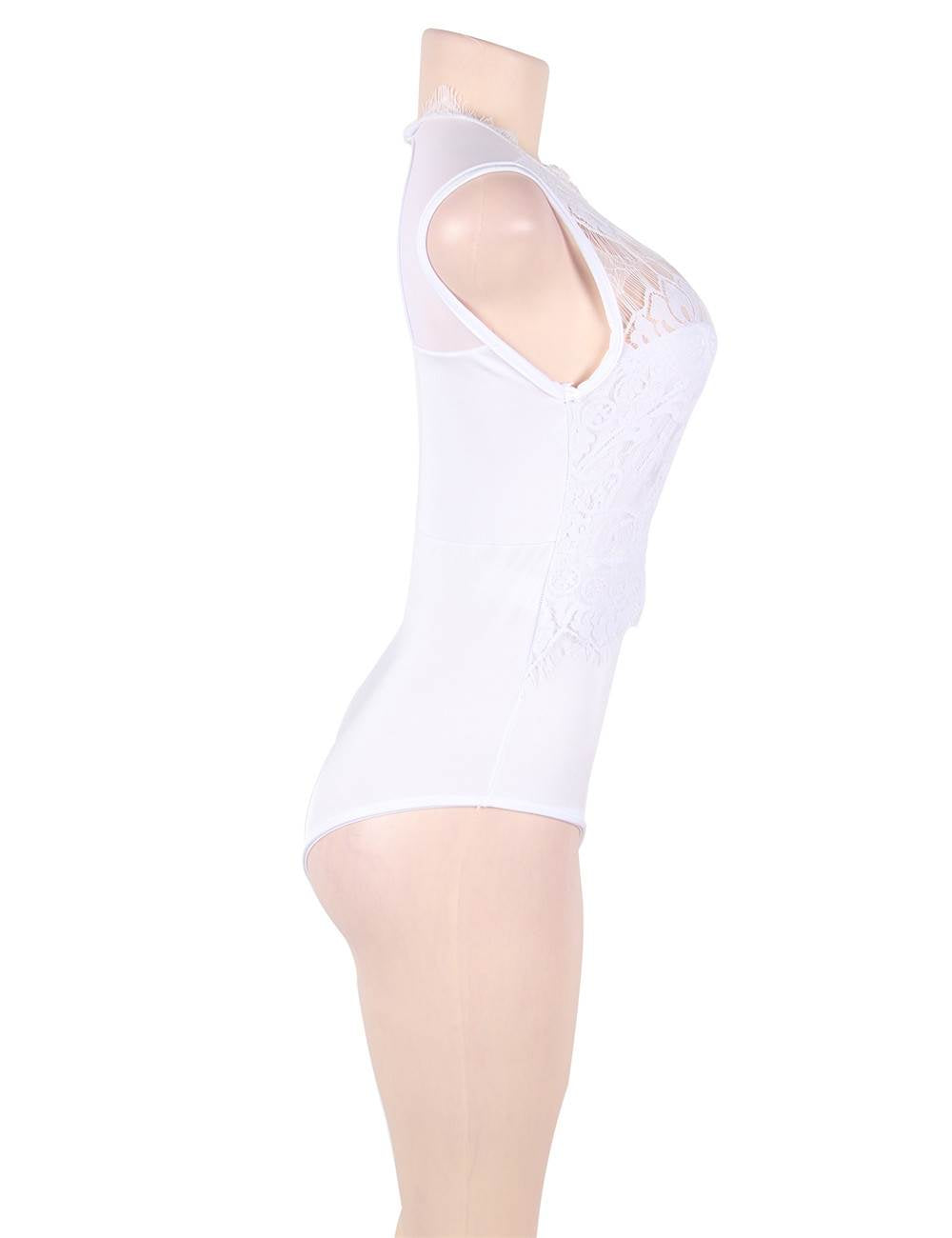 Bodysuit - 1 Pc Lace Openable Crotch Sleeveless Bodysuit