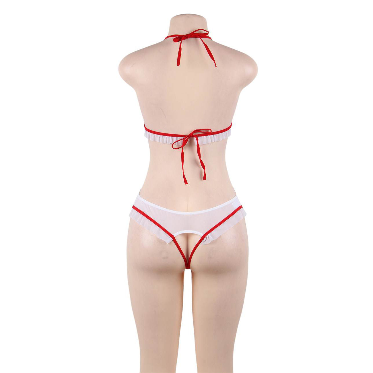 Teddy - 2 Pcs Sexy Nurse Crotchless Teddy Costume with Headwear