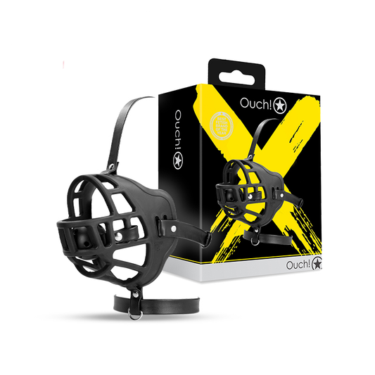 SHOTS Ouch! Muzzle with Removable Ball Gag - Black