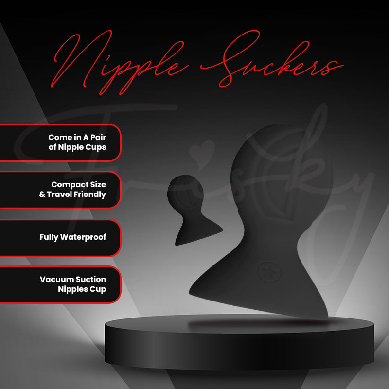 Black silicone nipple suckers with waterproof, compact, and nipple expansion features