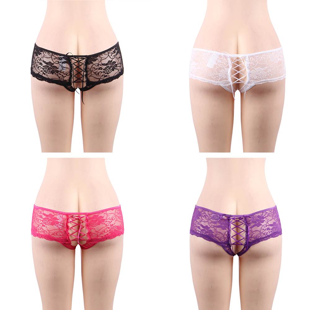 Panties - 4 in 1 Open Crotch Floral Lace Panties