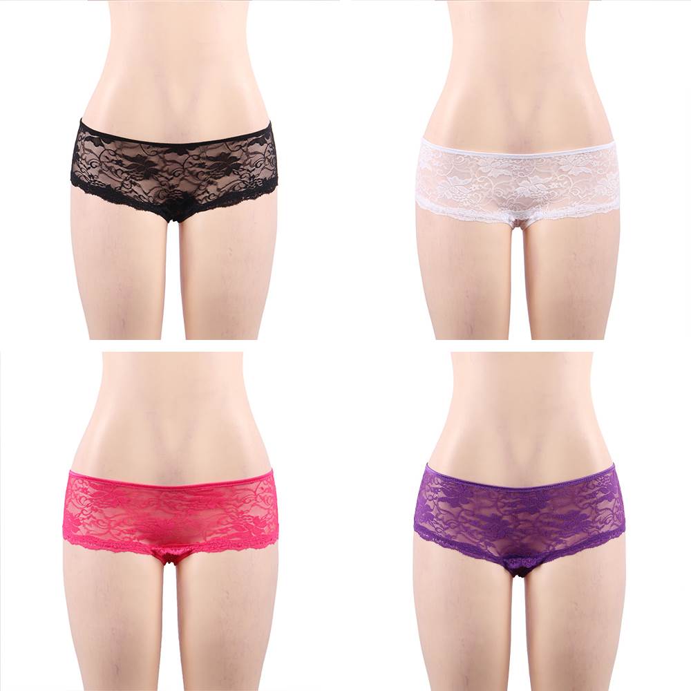 Panties - 4 in 1 Open Crotch Floral Lace Panties