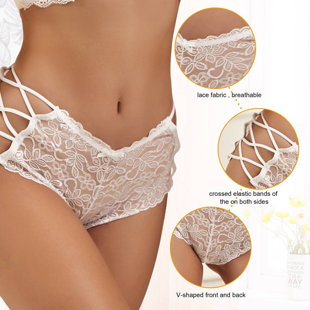 Panties - Sexy High Waist Floral Lace Strappy Underwear