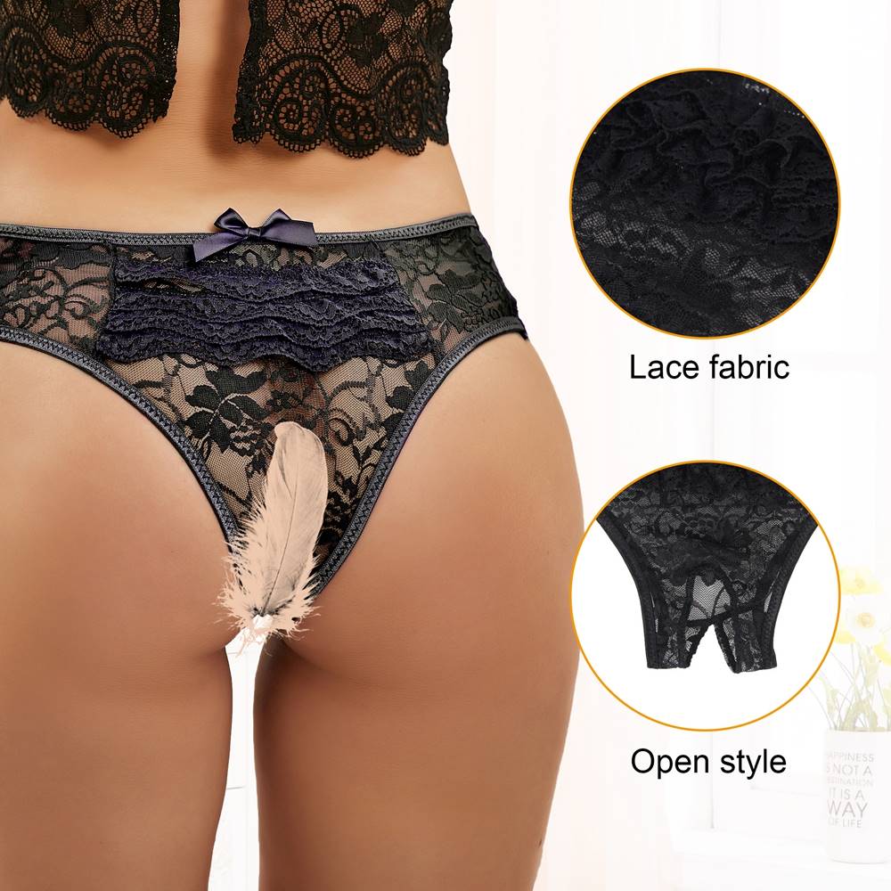 Panties - Open Crotch Floral Lace Panty