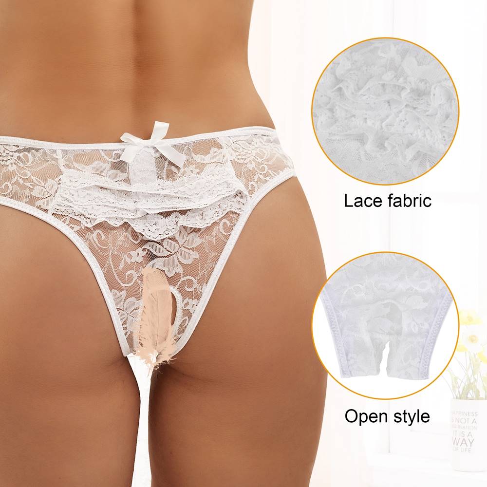 Panties - Open Crotch Floral Lace Panty