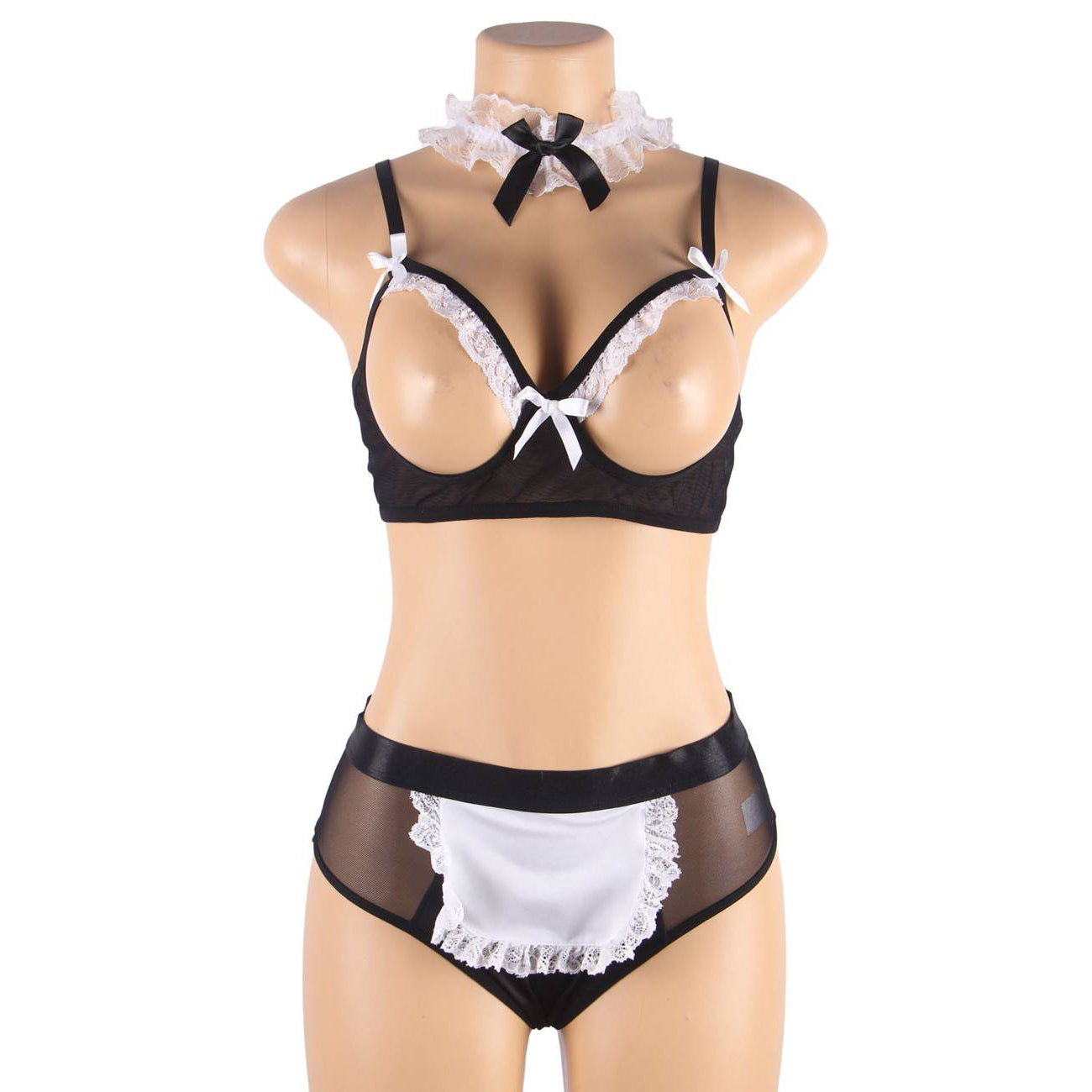 Bra Set - 4 Pcs Sexy Maid Uniform Lingerie Set