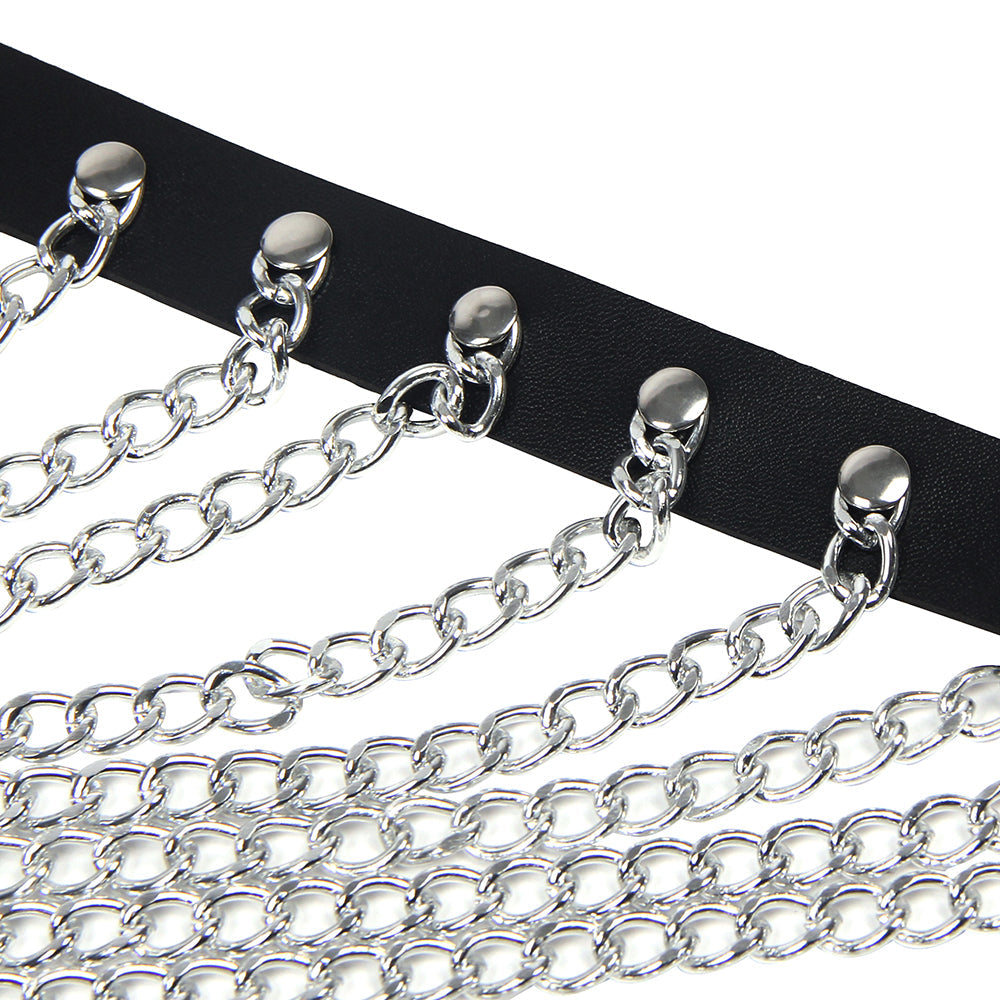 BDSM - 1 Pc Leather Chest Punk Bondage Belt With Chain