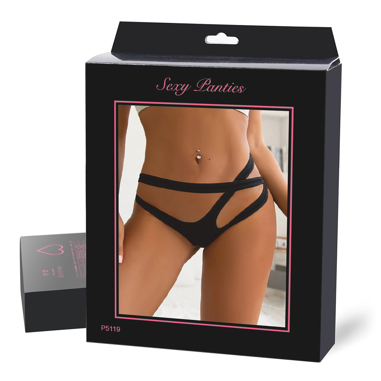 Panties - Black Open Waist Ladies Underwear