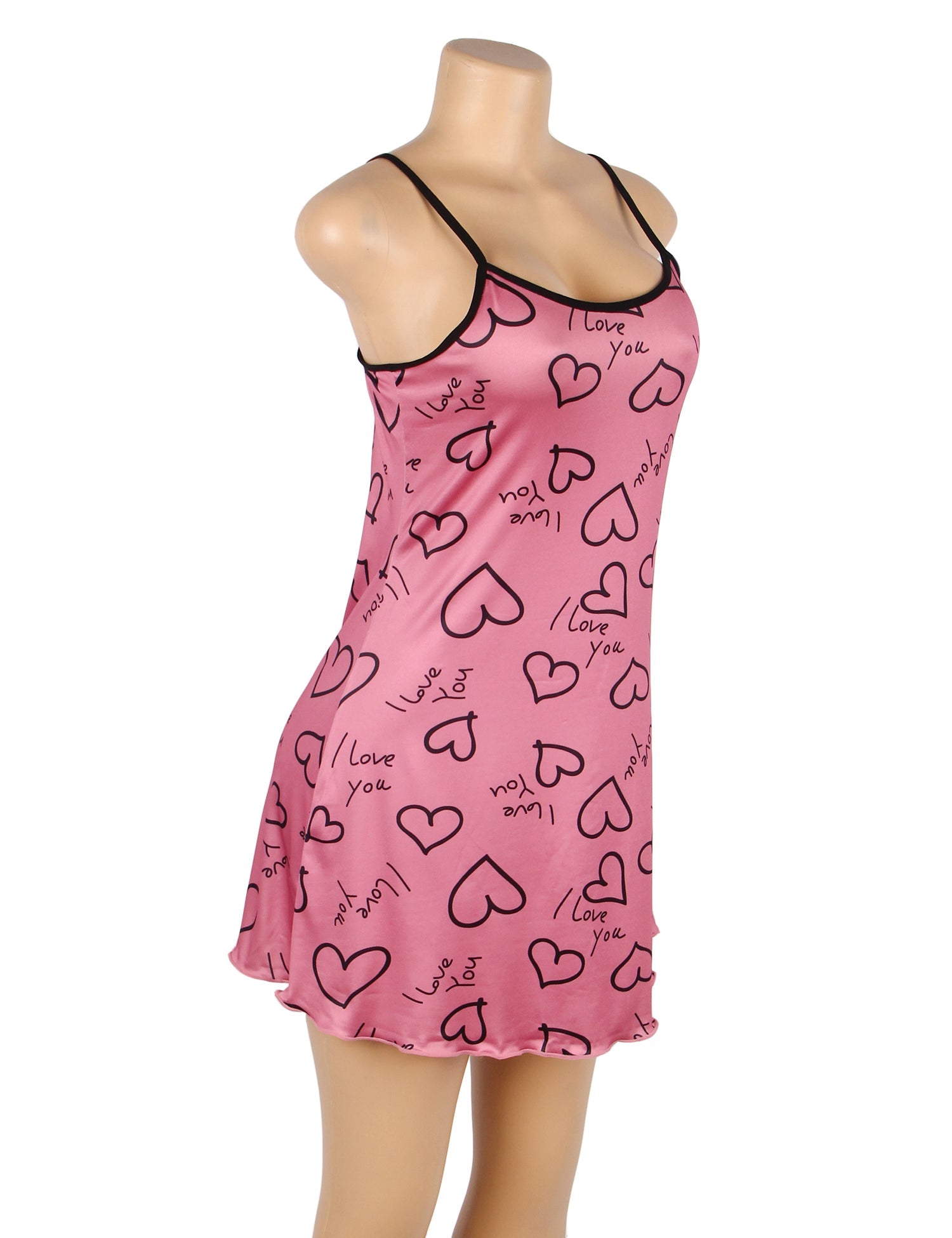 Slips - 1 Pc Pink Print Suspender Sleepwear