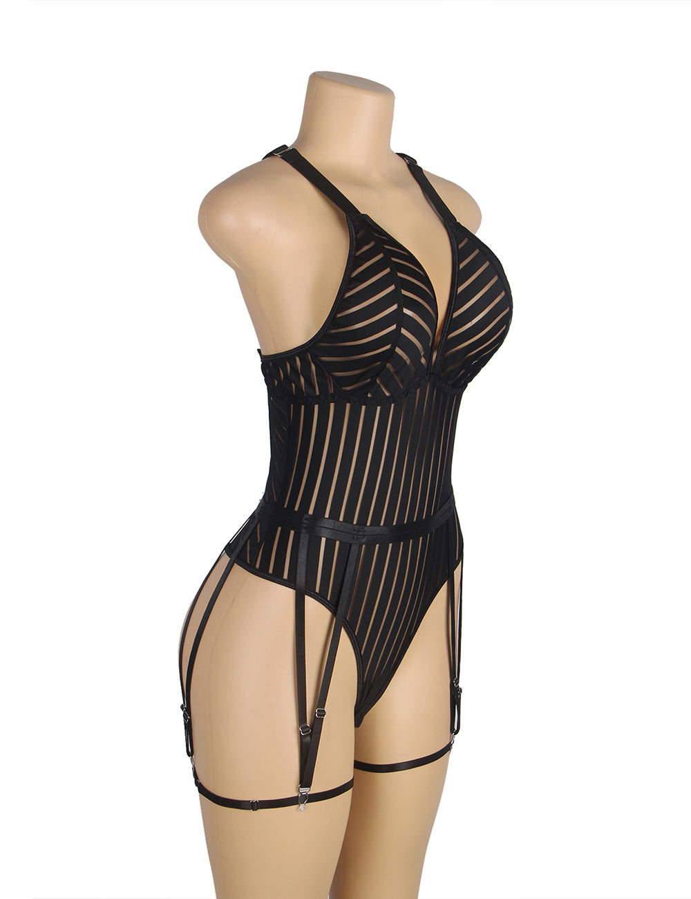 Teddy - 1 Pc Striped Crossing Back Strap with Garter