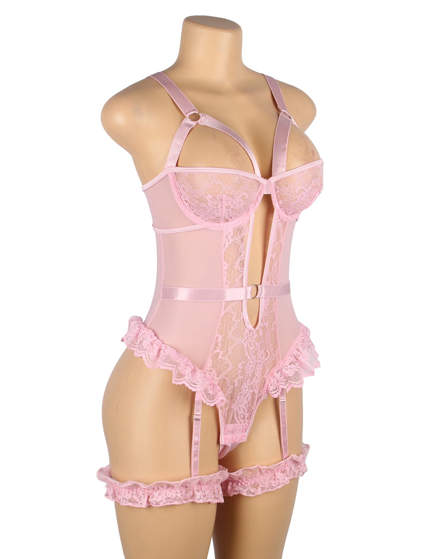 Teddy - 1 Pc Sexy Slim Lace Lingerie with Garter Leg Ring