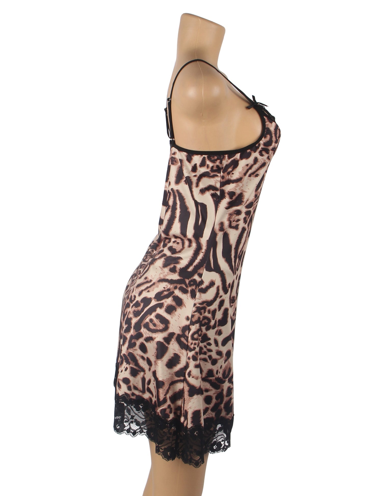 Babydoll - 2 Pcs Leopard Lace Floral Sexy Sleepwear