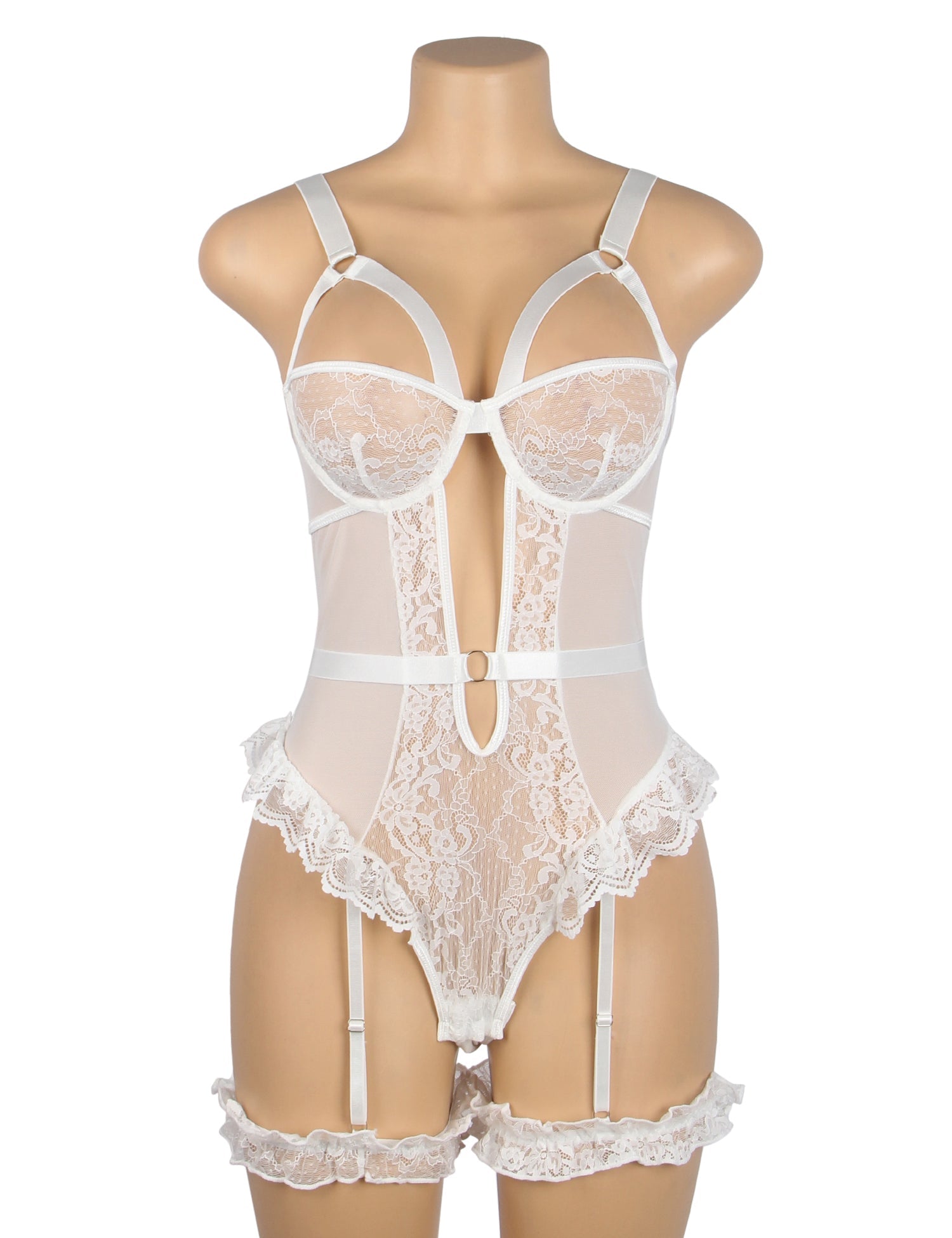 Teddy - 1 Pc Sexy Slim Lace Lingerie with Garter Leg Ring