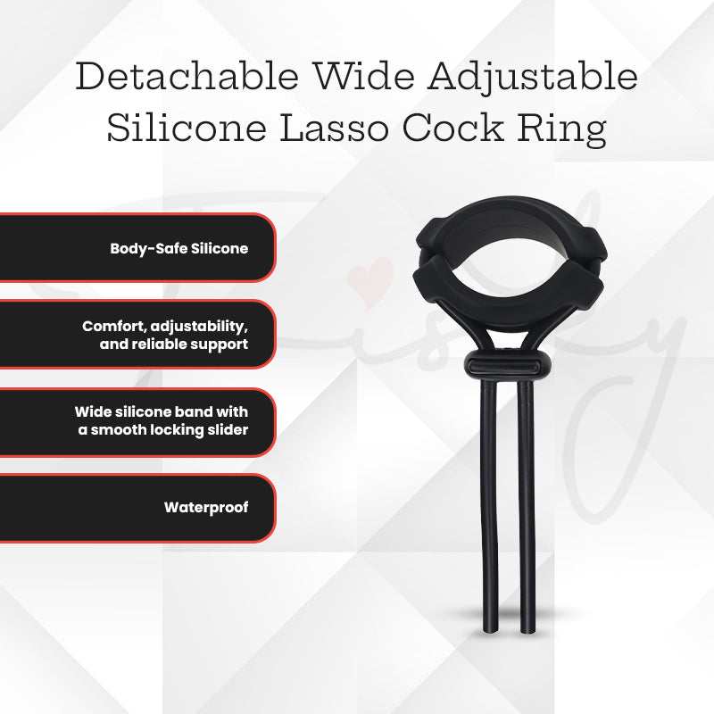 SHOTS LEVELZ  Detachable Wide Adjustable Silicone Lasso Cock ring - 5mm - Black