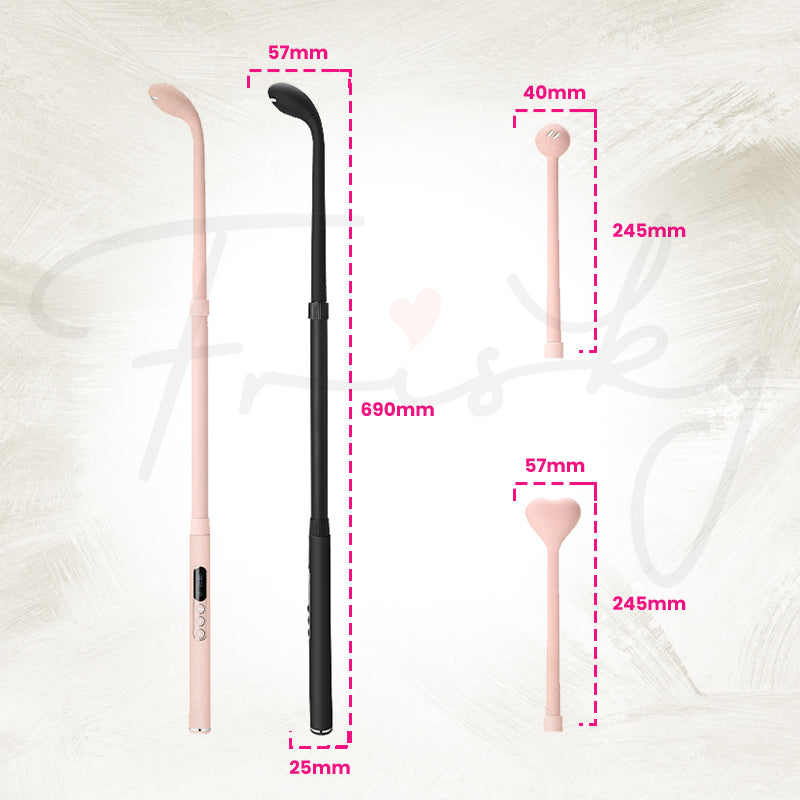 Side view of KISSTOY® Find Her Wand showcasing slim size, ergonomic design for versatile play.