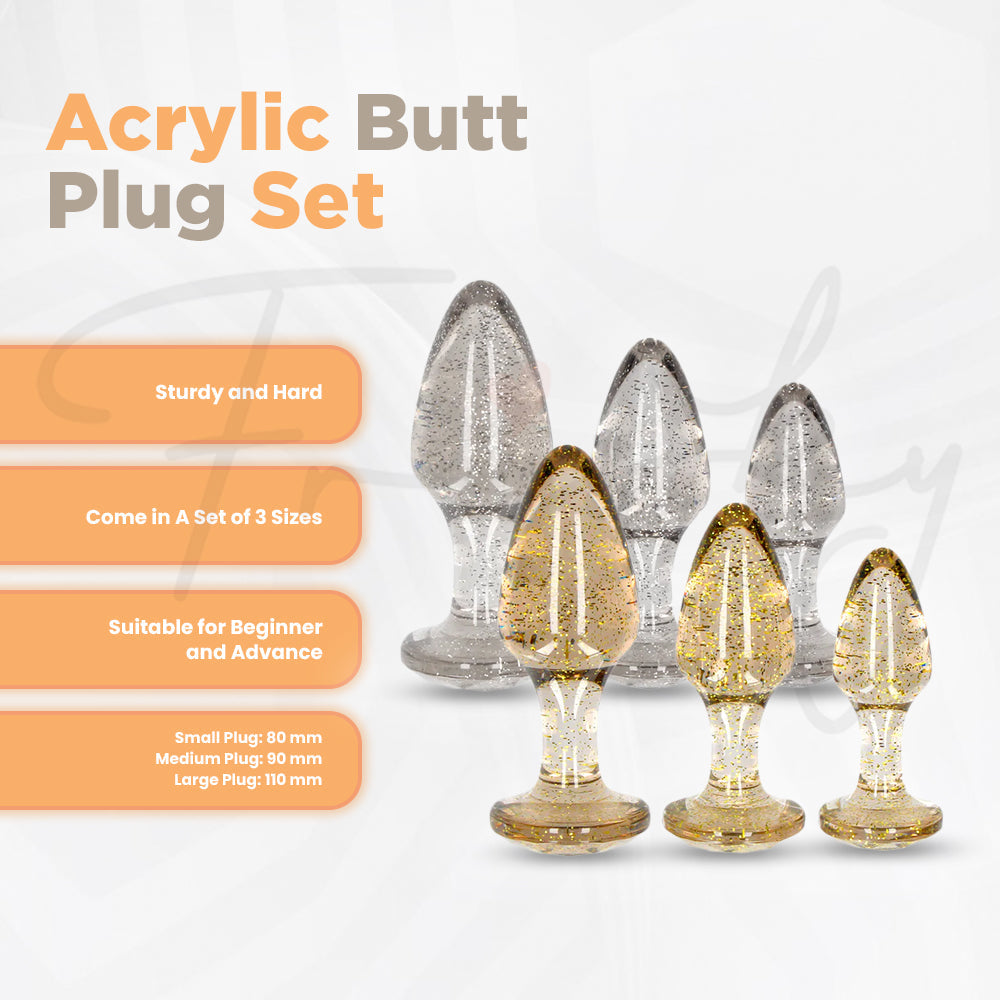 SHOTS Ouch! Acrylic Butt Plug Set - Silver