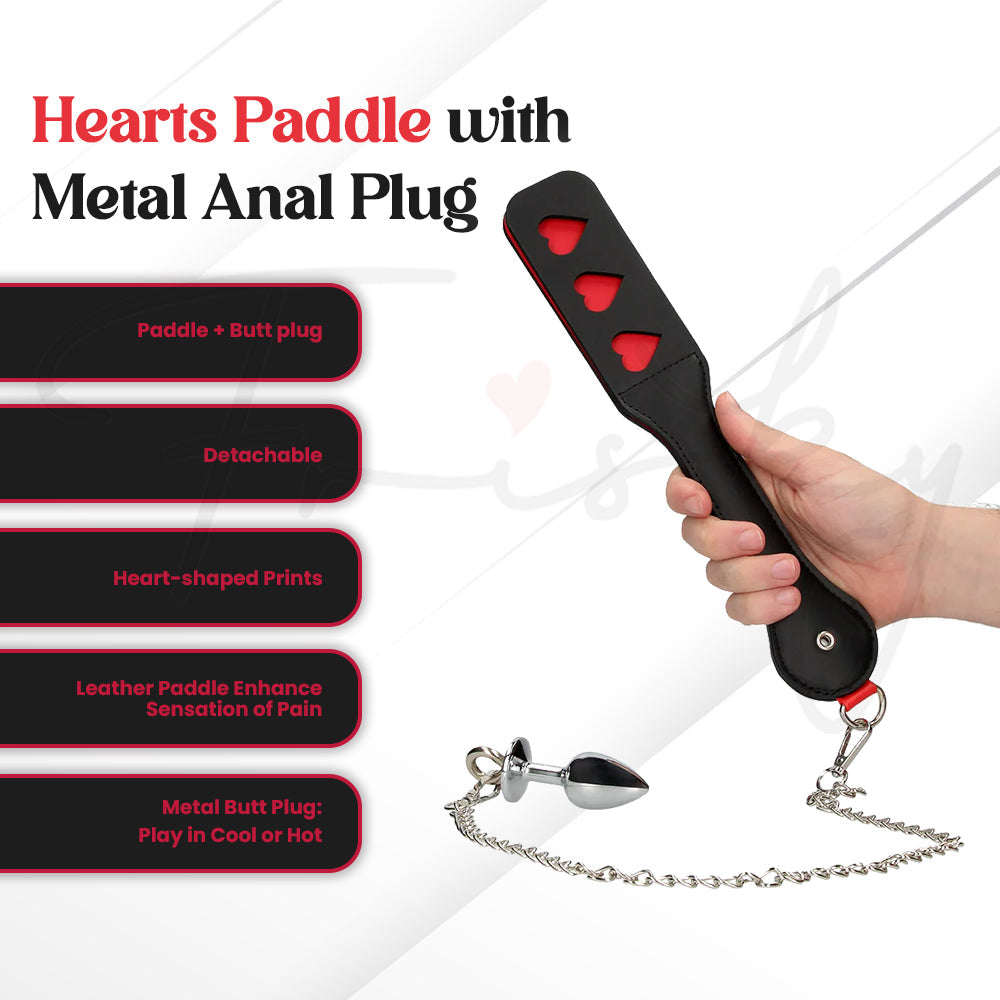 SHOTS Ouch! Hearts Paddle with Metal Anal Plug