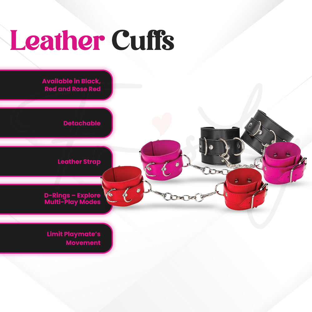 SHOTS Ouch! Leather Cuffs - Red