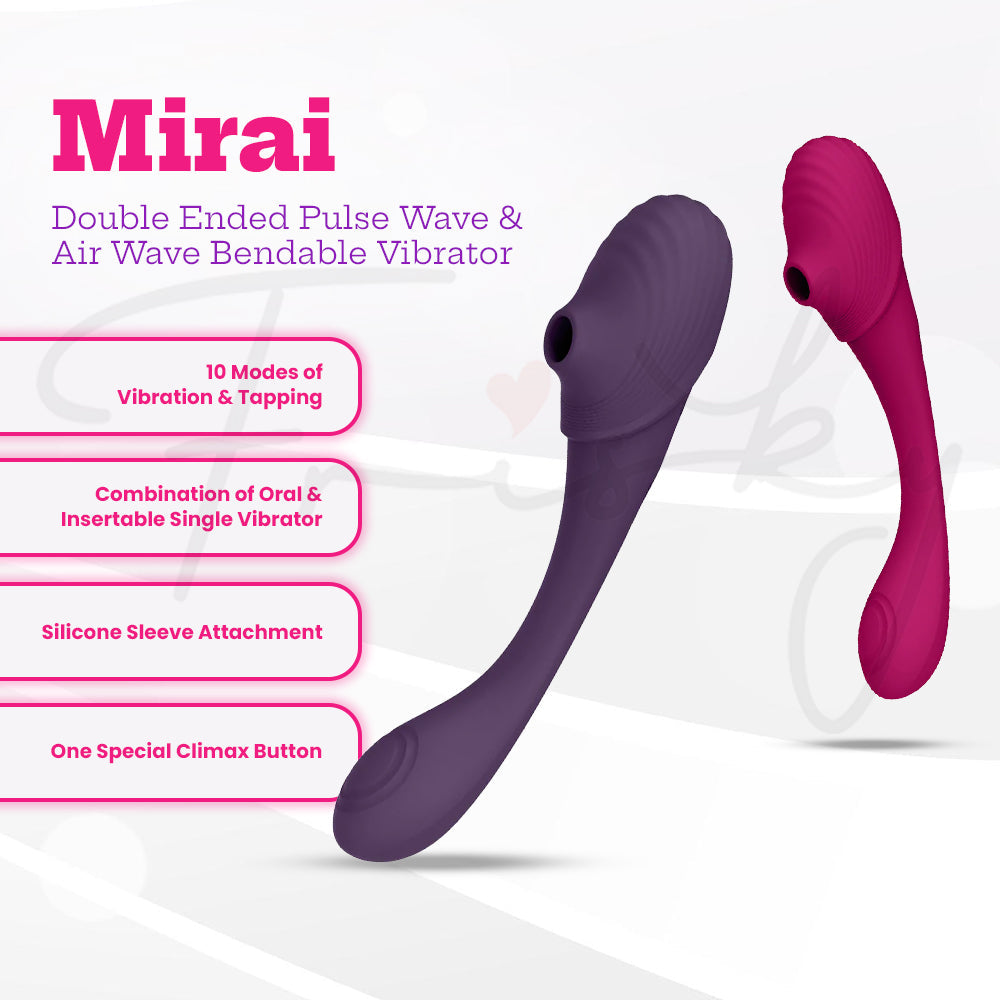 SHOTS - Mirai Double Ended Pulse Wave & Air Wave Bendable Vibrator - Pink