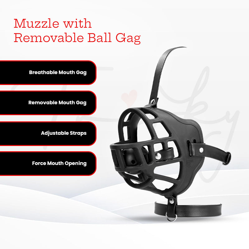 SHOTS Ouch! Muzzle with Removable Ball Gag - Black
