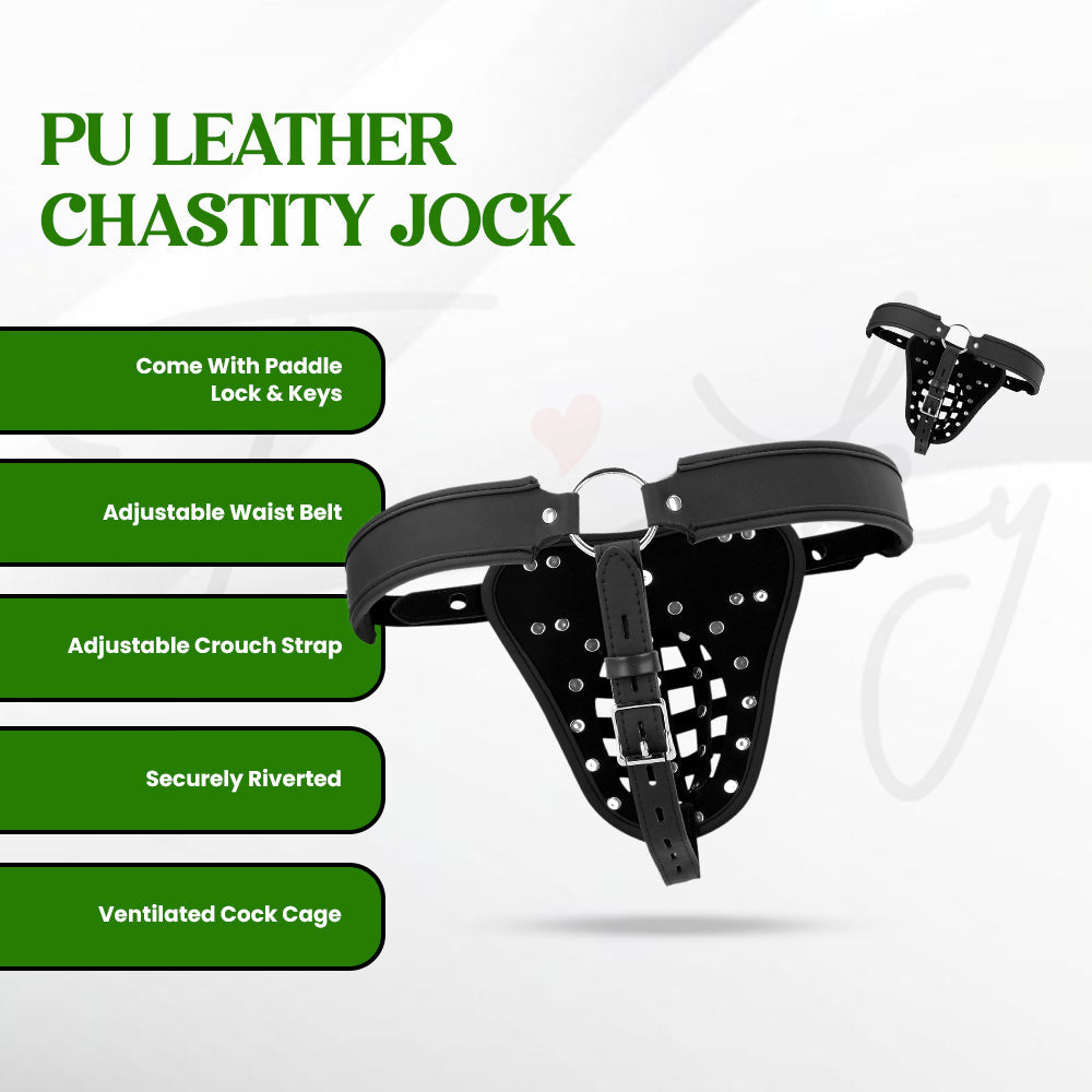 SHOTS Ouch! PU Leather Chastity Jock