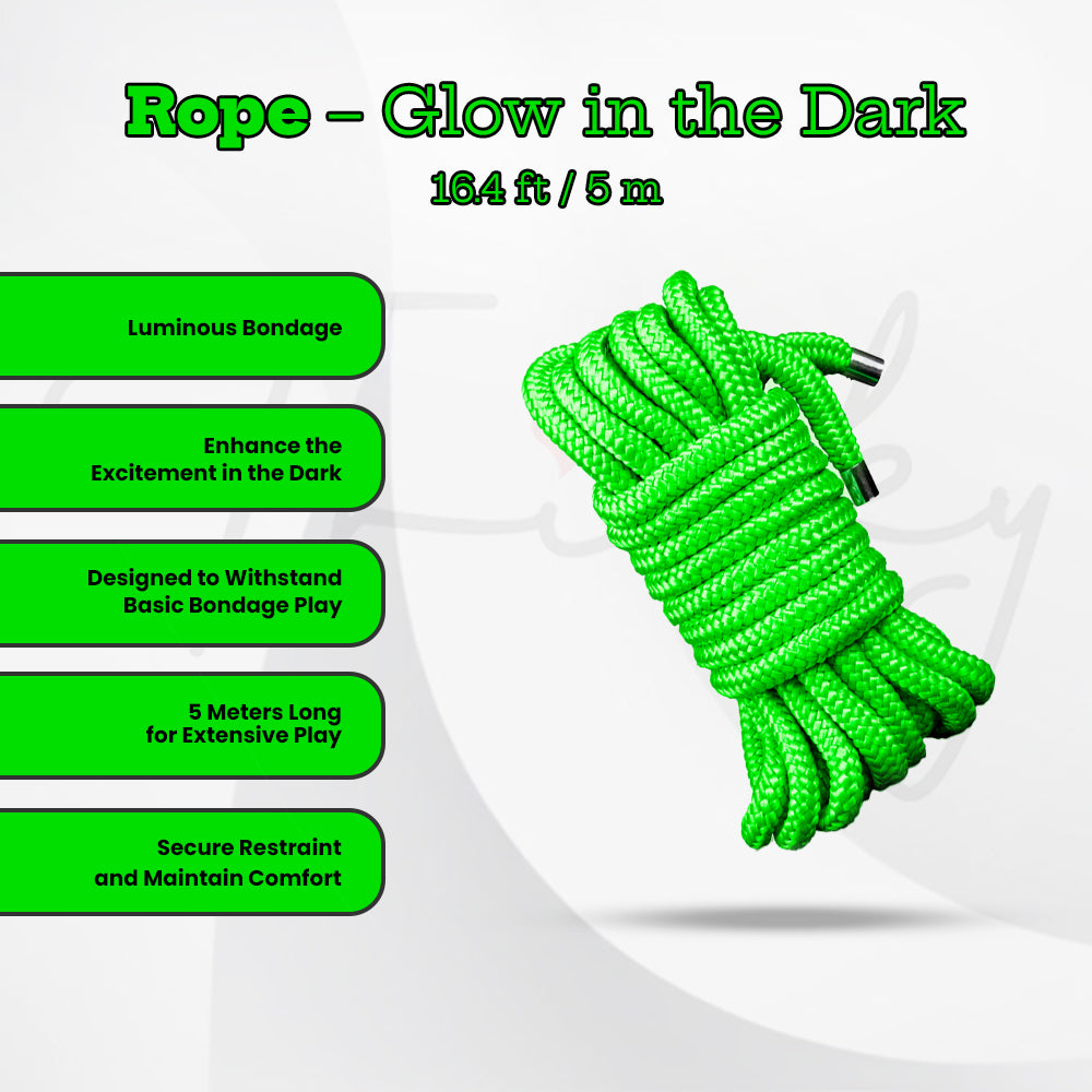 SHOTS Ouch! Rope Glow in the Dark - 16.4 ft / 5 m