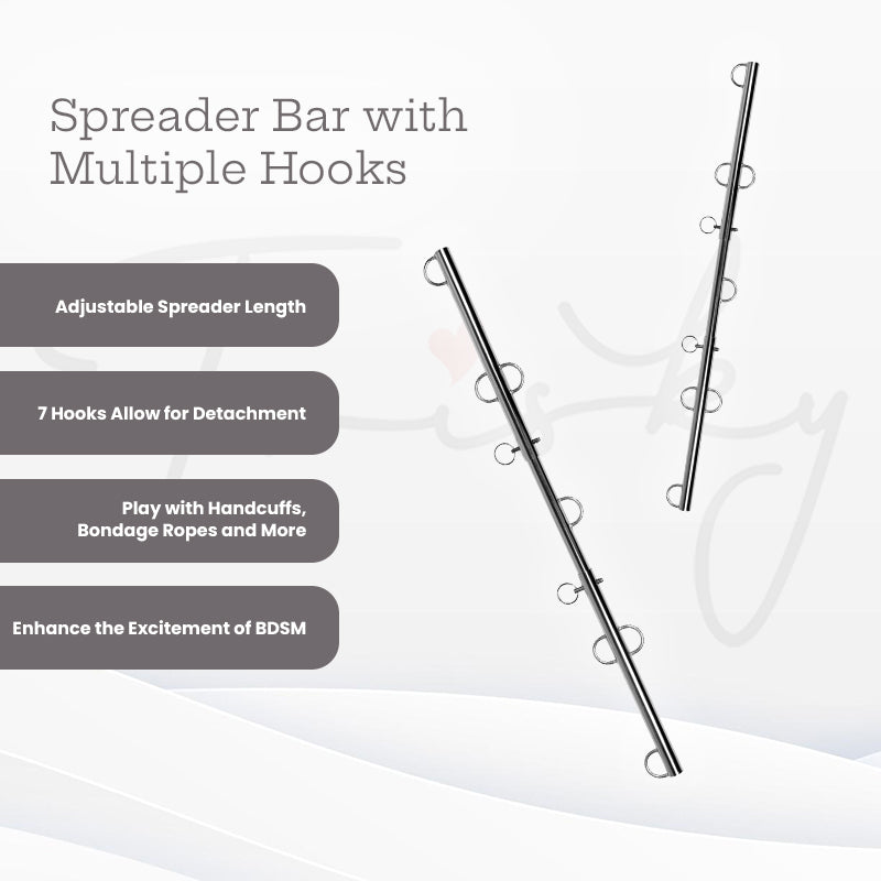 SHOTS Ouch! Spreader Bar with Multiple Hooks - Silver