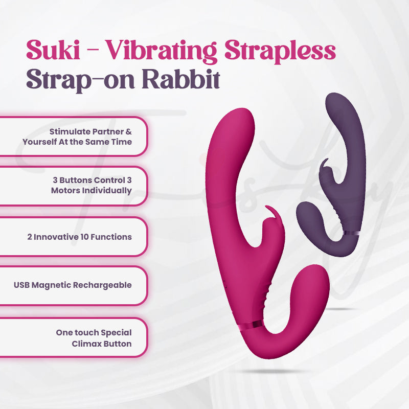 SHOTS - Suki Vibrating Strapless Strap-on Rabbit - Pink