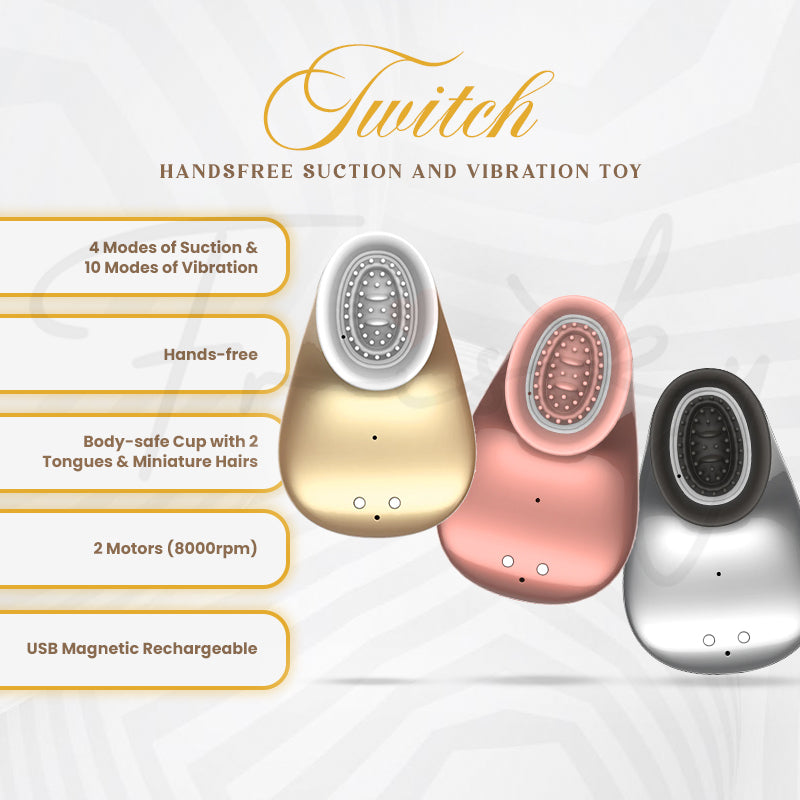 SHOTS - Twitch Handsfree Suction and Vibration Toy - Silver