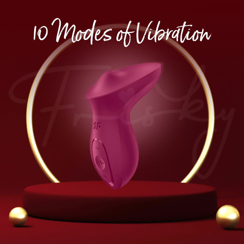 Illustration of Exciterrr vibrator highlighting ten vibration modes with glowing circular effect.