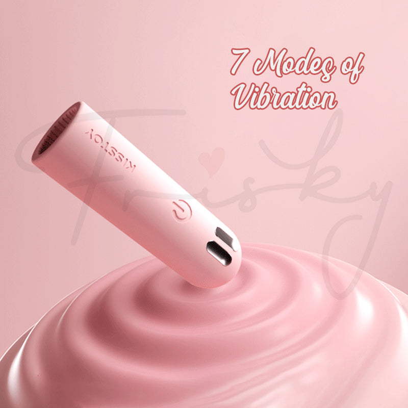 Close-up view of the pink Viva Pop vibrator on a smooth pink background