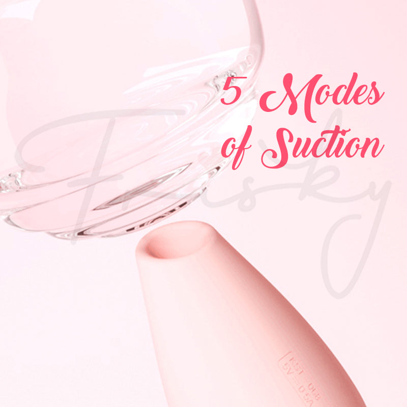 Close-up demonstrating the powerful suction feature with a graphic overlay "5 Modes of Suction."