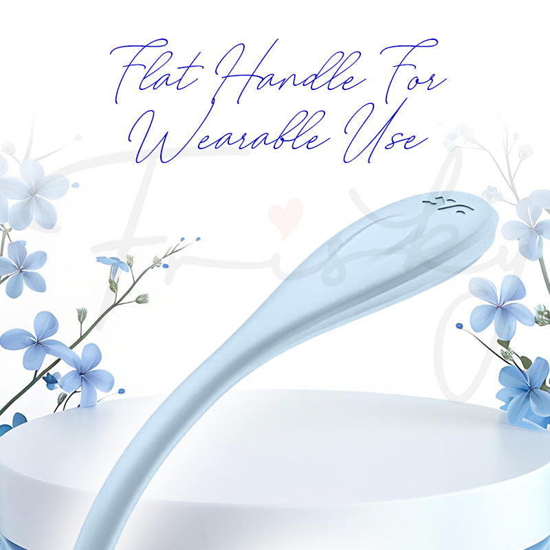 Side view of Smooth Petal angled to highlight flexible shape for discreet wearable use.