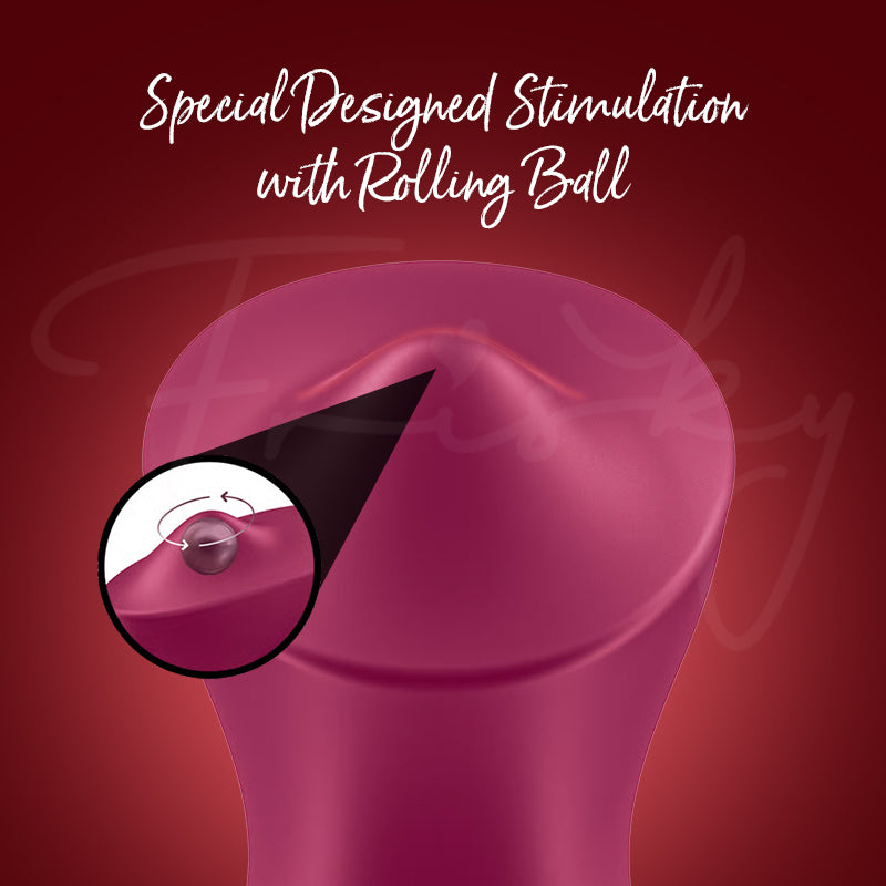 Detailed view of Exciterrr’s rolling ball tip designed for focused clitoral stimulation.