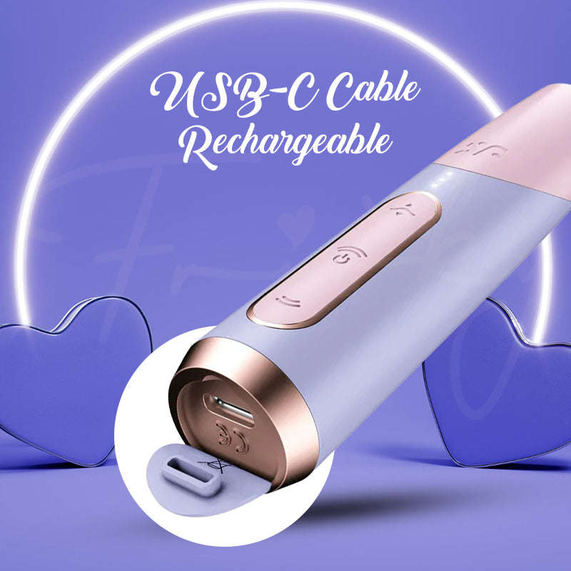USB-C charging port shown at base of Satisfyer Bold Kiss with metallic accent ring.