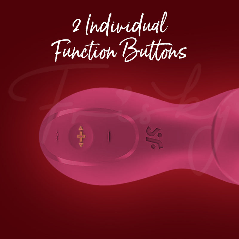 Top-down view of Exciterrr lay-on vibrator with two independent function control buttons.