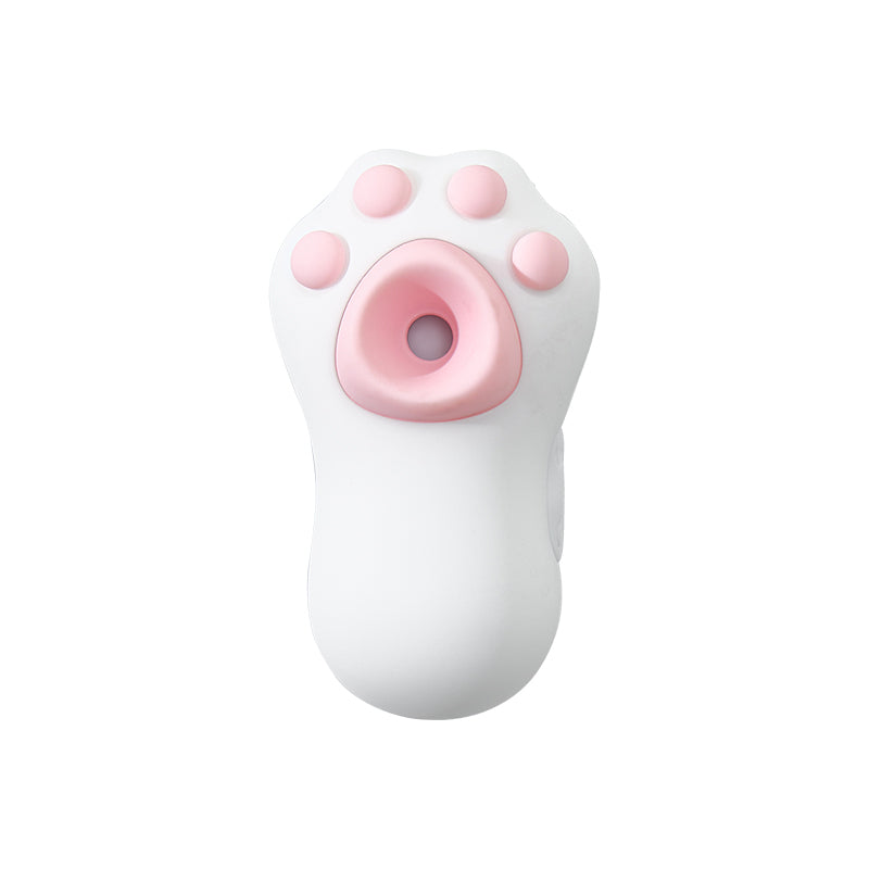 White cat-paw shaped suction unit, front view, with pink paw-pad opening on a white background