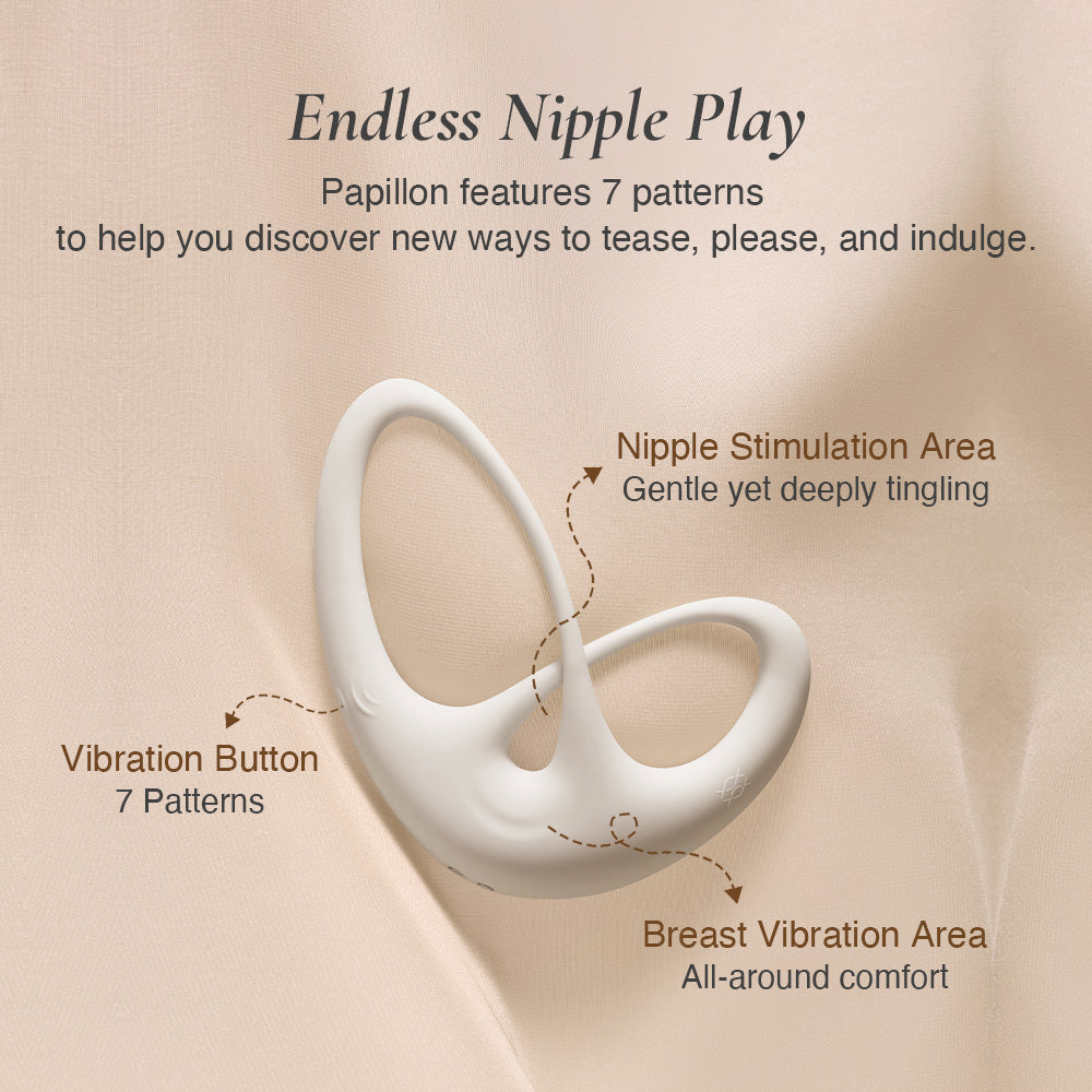 Osuga Papillon vibrator shown alone, emphasizing playful stimulation functions.