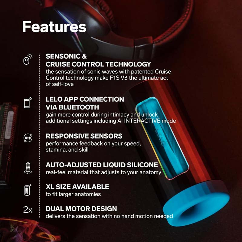 Lelo - F1S V3 App AI Interactive Masturbator - Teal (2 Sizes)