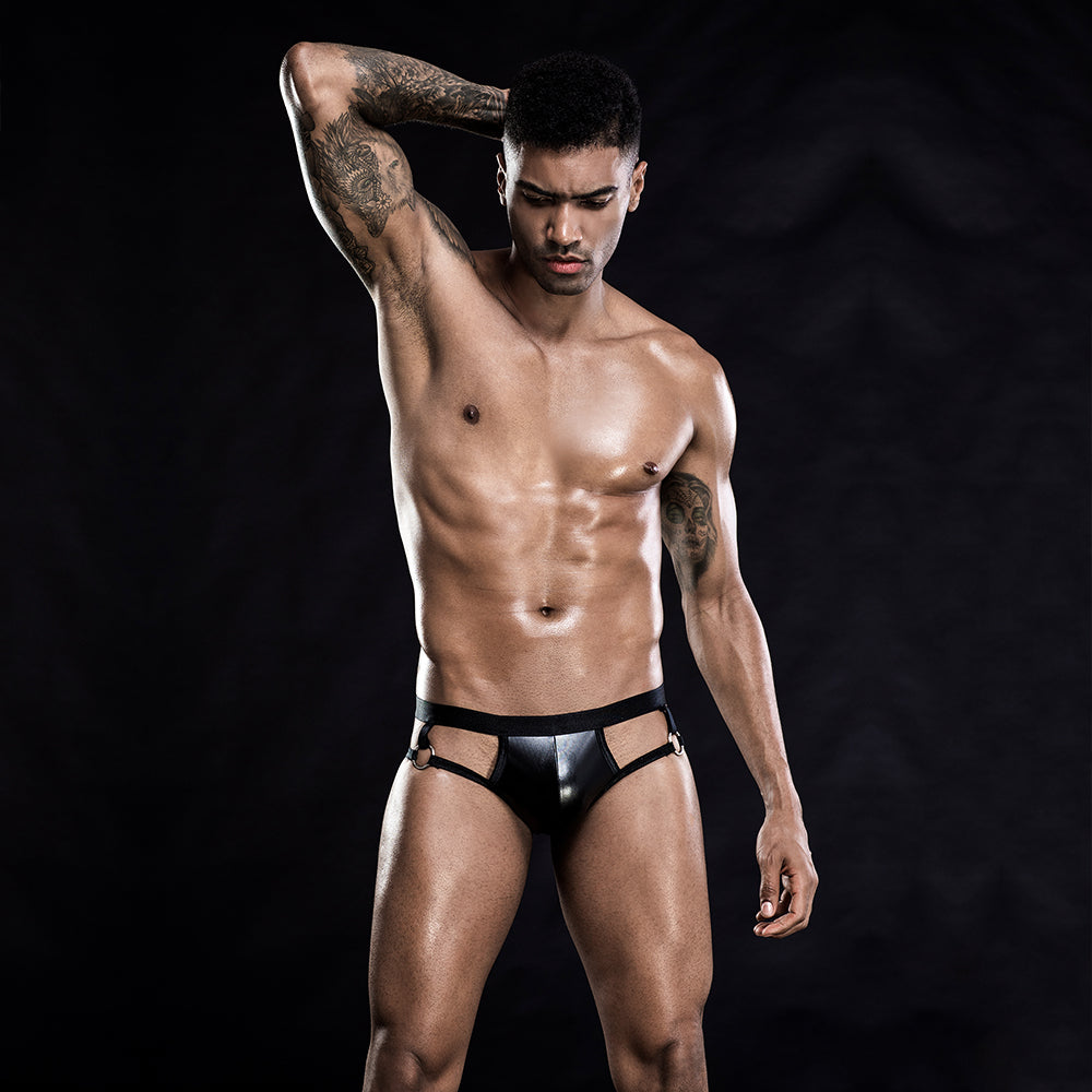Skivvies - Sexy Elastic Black Strap Open Crotch Men Underwear