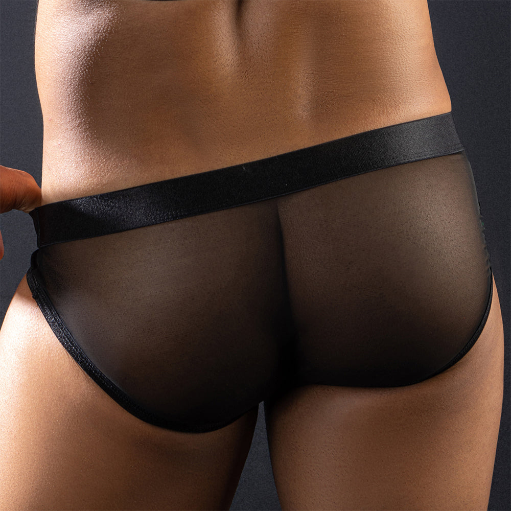 Skivvies - Black Breathable with Blinking Button Sexy Men Underwear
