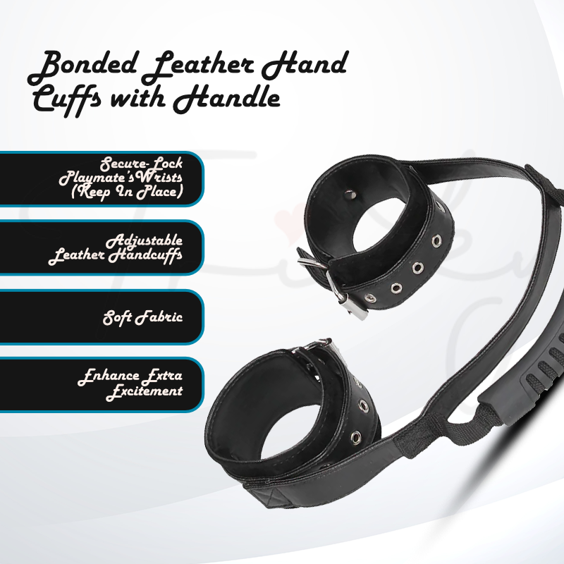 SHOTS Ouch! Bonded Leather Hand Cuffs with Handle