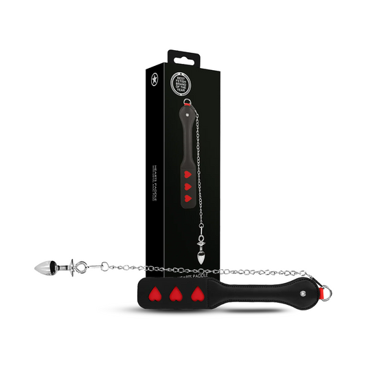 SHOTS Ouch! Hearts Paddle with Metal Anal Plug